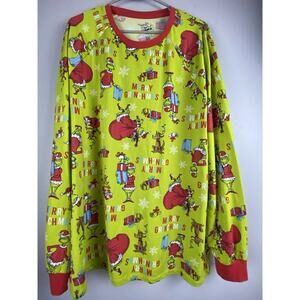 The Grinch Dr Seuss Pajama Top Womens XL Green Red Sleepwear Merry Grinchmas